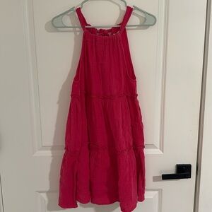 Hot Pink Tie Halter Dress